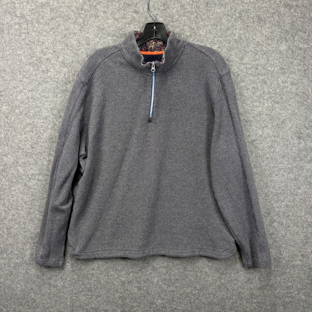 Robert Graham‎ Mens 2XL Classic Fit Quarter Zip Pullover Sweater Paisley Blue